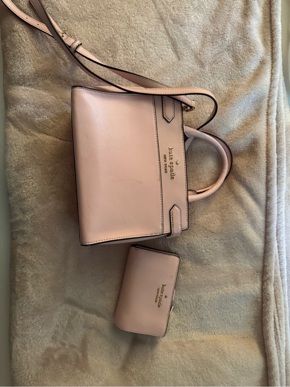 kate spade Blush Pink Leather Satchel with Matching Wallet